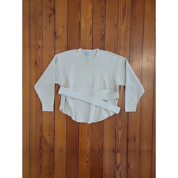 Modern Citizen Sweaters - Modern Citizen Womens L Nara Tie Front Knit Sweater Oatmeal Cozy Elevated